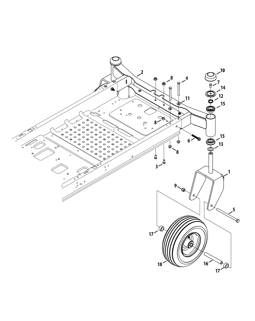 Front Axle Diagram and Parts List for Z-FORCEL48 (17CSDALB009-17CSDALB010)(2015) Cub Cadet Lawn Tractor